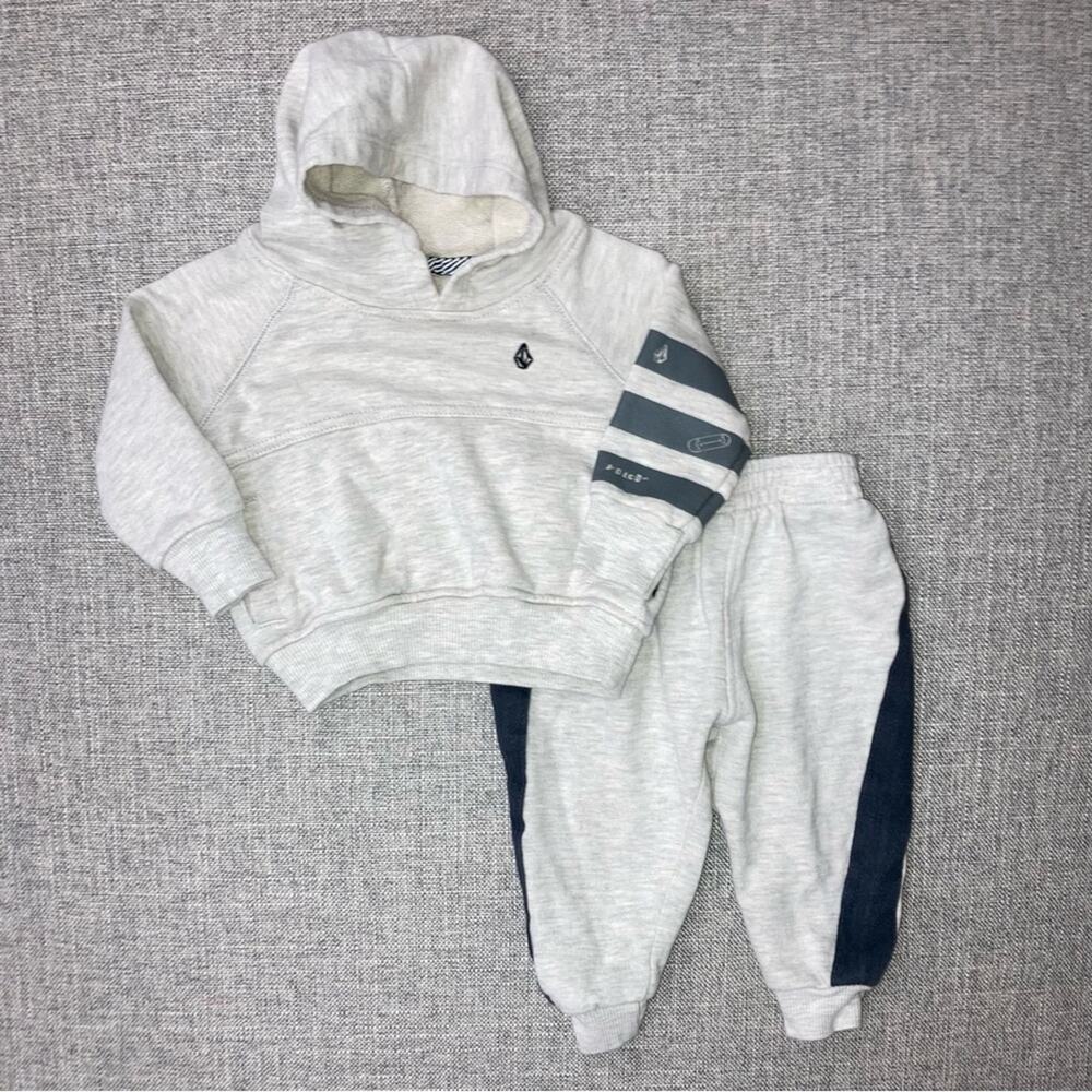 Volcom Kids Heather Gray and Navy Hoodie Sweatshirt Set